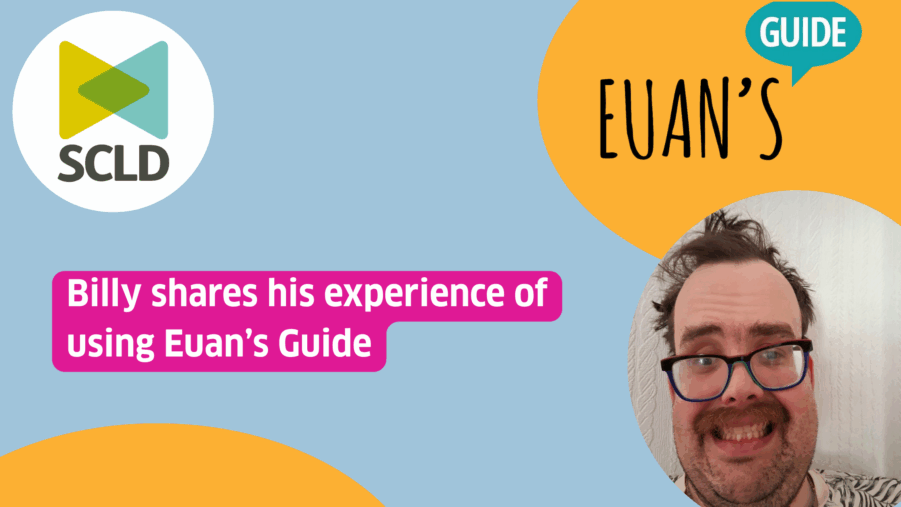 Euan's Guide logo and portrait of Billy, a white man wearing glasses with the text Billy shares his experience of Euan's Guide.